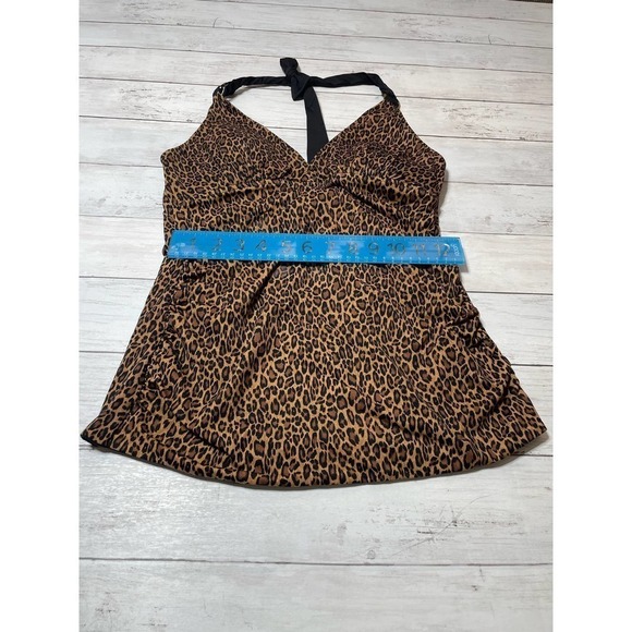 Tommy Bahama Leopard Print / Solid Black Reversible Tankini Top UPF - Picture 6 of 11